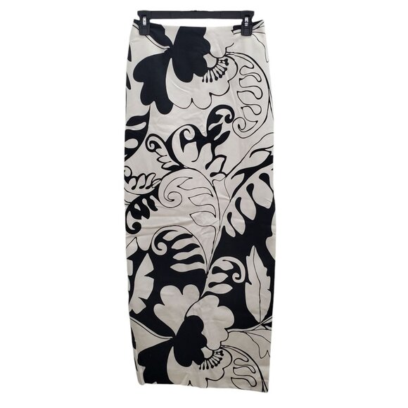 David Meister Women's White Black Abstract Art Long‎ Side Split Pencil Skirt 2 - Picture 1 of 6